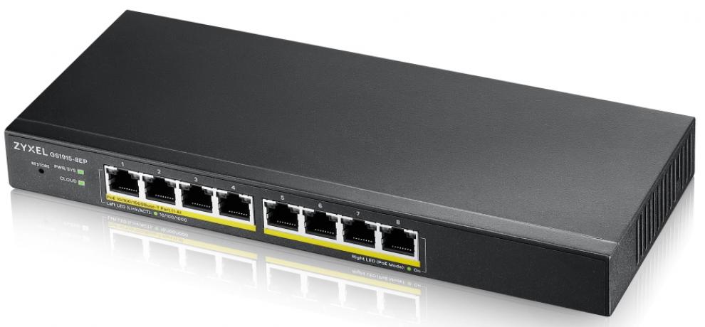Суич ZyXEL GS1915-8EP, 8-port, GbE | GS1915-8EP-EU0101F