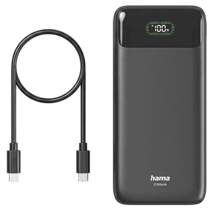 Външна батерия Hama PD27-W65, 27000 mAh, 65W, PD и QC 3.0, USB-C/A, Черна | 201781 1