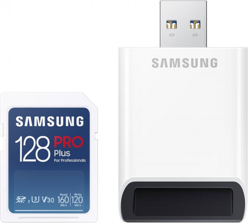Карта памет Samsung 128GB SD PRO Plus + Четец, Class10 | MB-SD128KB/WW ...