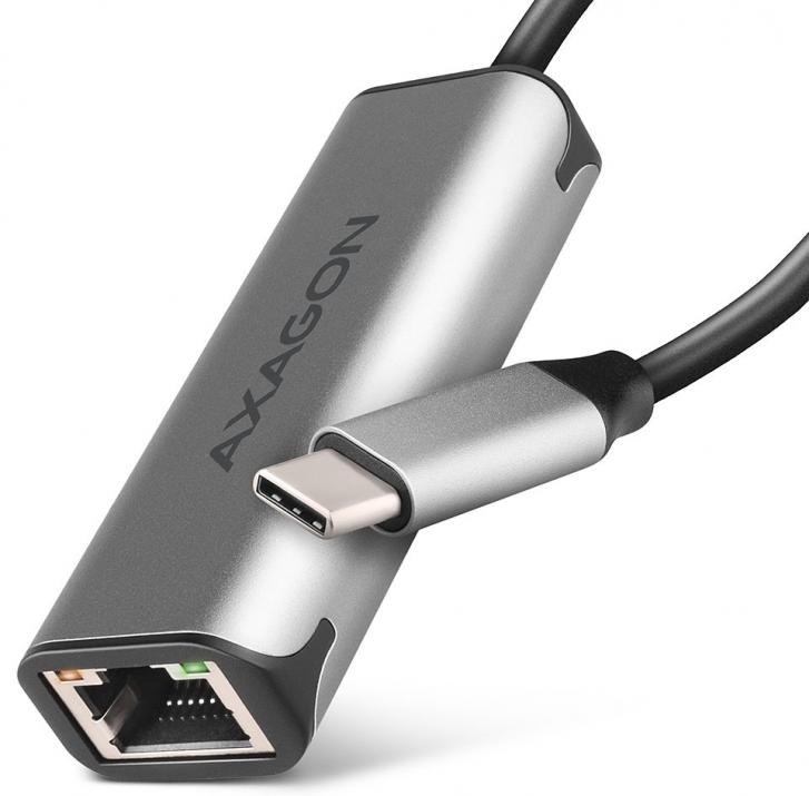 Адаптер Axagon ADE-25RC, USB-C M/RJ-45 F, Gigabit, Сив 1
