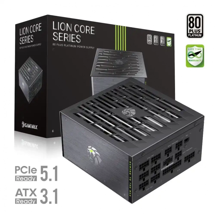 Gamemax LION CORE 1000P, 1000W, 80 Plus Platinum, ATX 3.1, Black | 2155-1000R0002 1