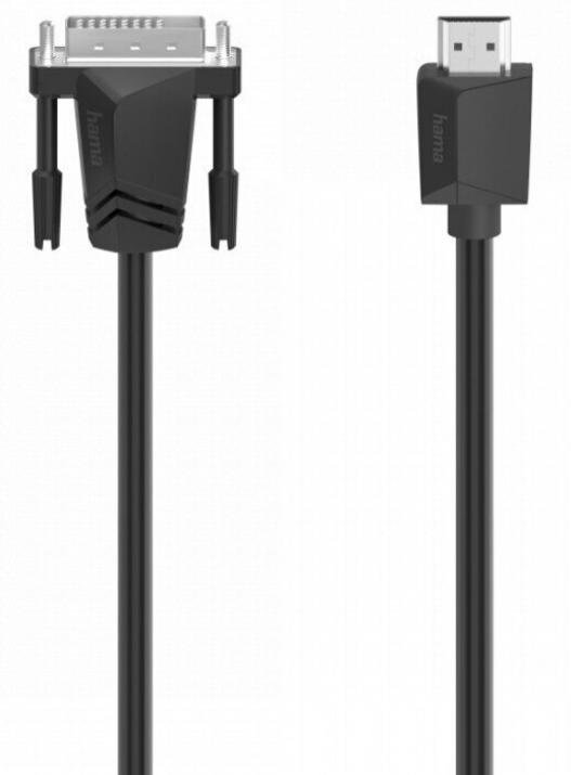 Кабел Hama 200715, DVI мъжко към HDMI мъжко, 1.5м, Черен