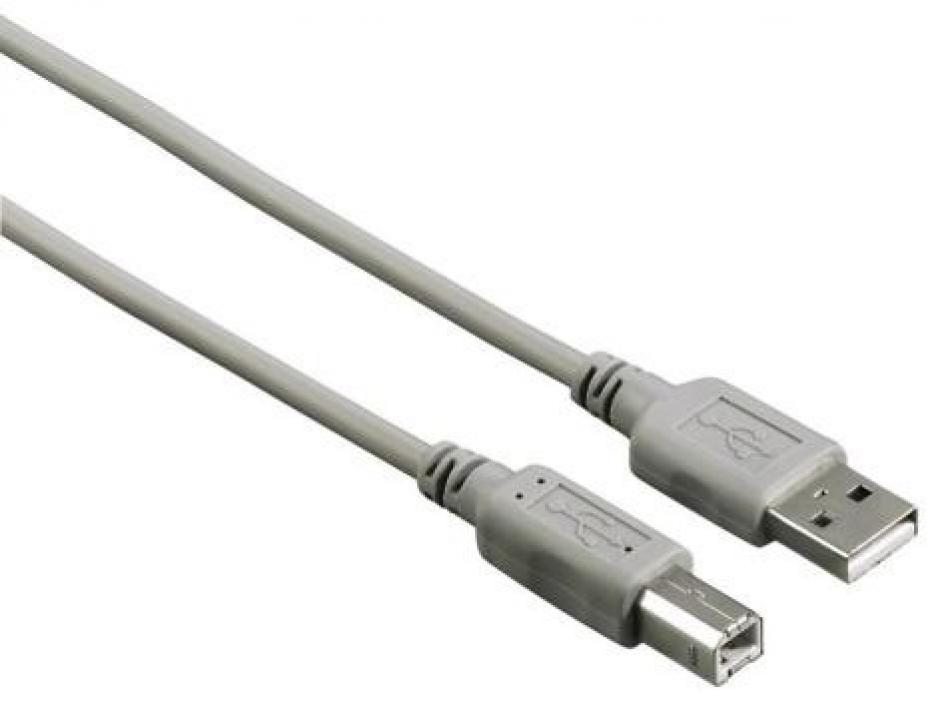 Кабел HAMA 200900, USB A/B M, 1.5 м, Сив