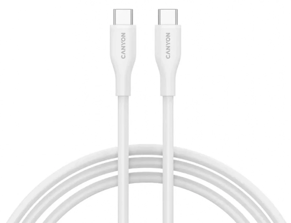 Кабел Canyon OnWire 60SC, USB-C М/М, PD 60W, 1м, Бял | CNS-CC60SC10W 1