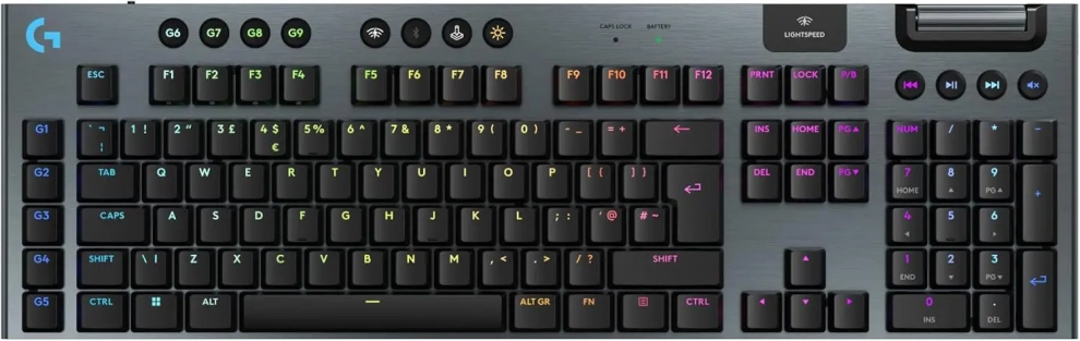 Безжична геймърса механична клавиатура Logitech G915 X LIGHTSPEED Low-Profile, GL Brown Tactile Switches, Черна | 920-012676
  1
