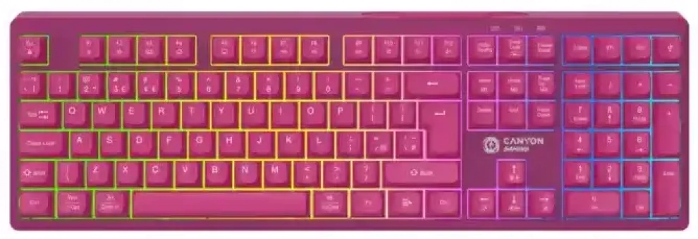 Безжична геймърска мембранна клавиатура Canyon Fortnax GKW-2, RGB, Розова | CND-SKBW2 1