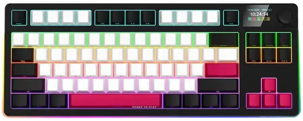 Безжична механична геймърска клавиатура LORGAR KBP70TKLW, Toxic Purple switches, TKL, RGB, Черна | LRG-KBP70TKLW-BK-US
 1