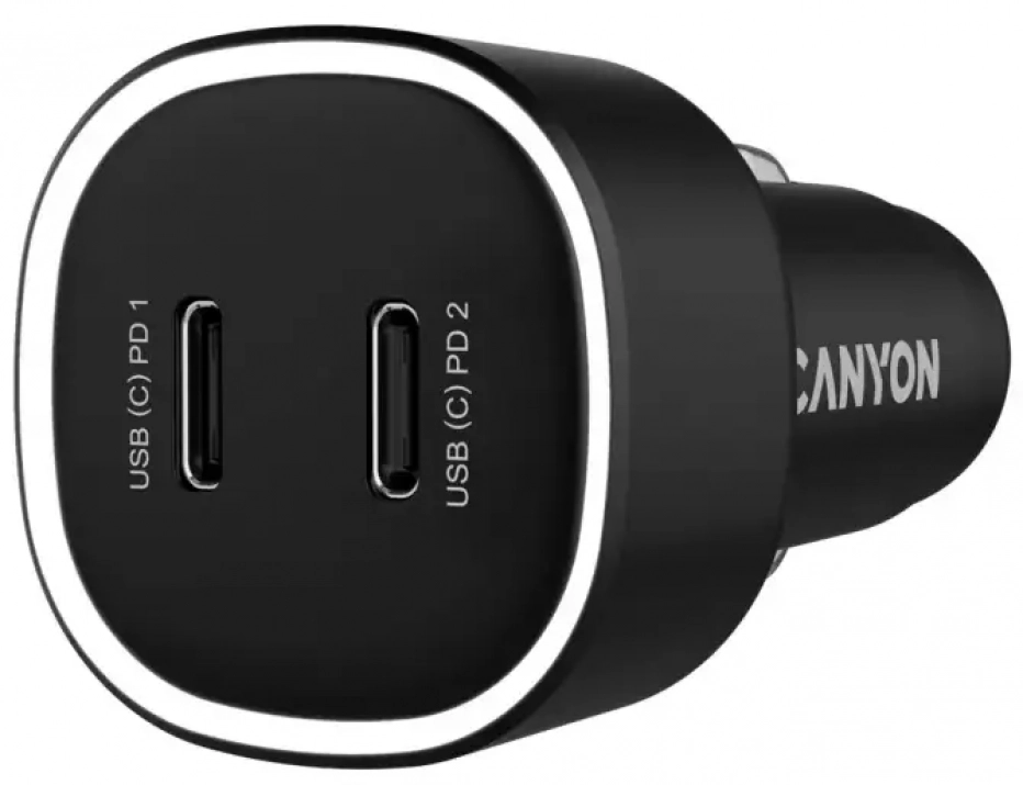 Зарядно за кола Canyon OnDrive 60, 60W PD, 2 x USB-C, Черно | CNE-CCABR3CC 1