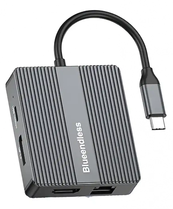 USB хъб BE HP706, 7-портов, USB-C 3.2 Gen 2, DisplayPort, HDMI 4K/60Hz, RJ-45, Сив 1
