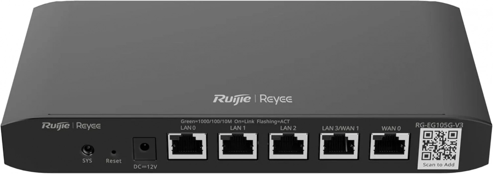 Рутер Ruijie RG-EG105G-V3, Reyee Cloud Managed, 600Mbps, Черен 1