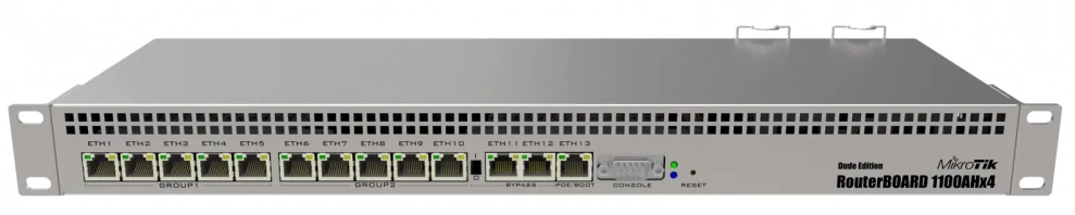 Рутер MikroTik RB1100Dx4 Dude Edition, 13 x Gigabit ports, 1U, Сив 1