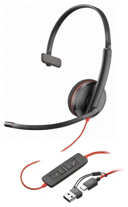 Моно слушалка HP Poly Blackwire C3210, USB-C/А, Черна | 8X214AA 1