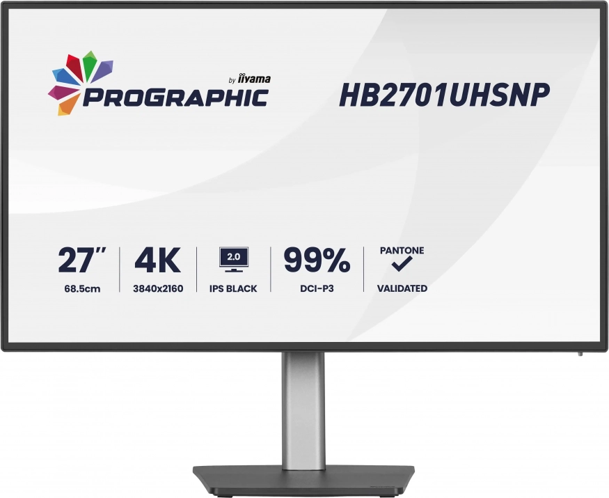 Професионален монитор Iiyama ProGraphic HB2701UHSNP-B1, 27", IPS Black, 4K UHD (3840 x 2160), 60Hz, 4ms, HDR, Черен 1