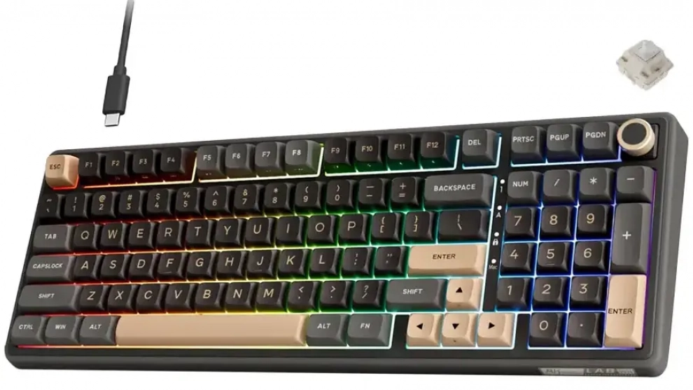 Геймърска механична клавиатура Royal Kludge R98 PRO, Creamy switch, RGB, Черна 1