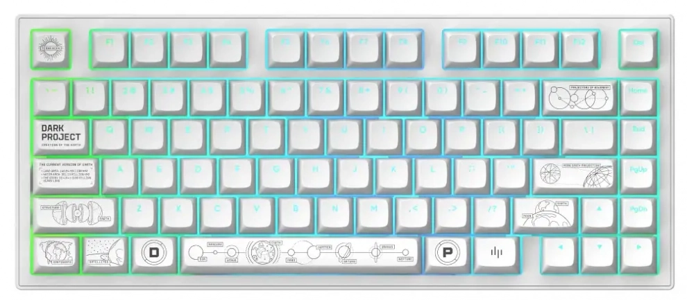 Безжична геймърскa механична клавиатура Dark Project ALU81A Terra Nova R2, G3MS Moonstone switches, RGB, Бяла 1
