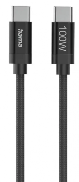 Кабел Hama Fabric, USB-C M/M, 100W, 3 м, Черен | 201749 1