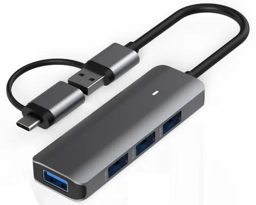 USB хъб BE HC402, 4-портов, USB-C/A 3.0, Сив 1