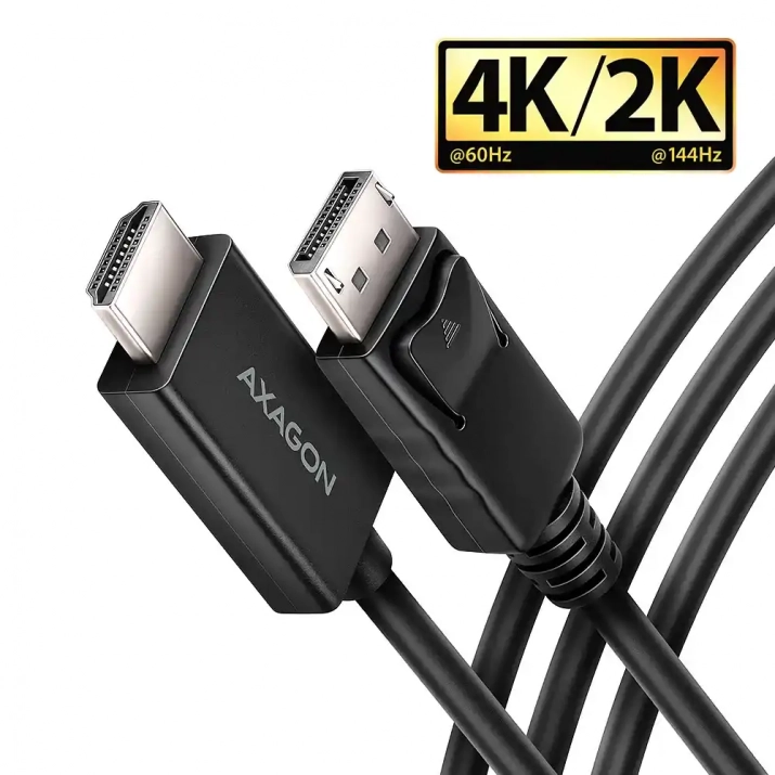 Кабел Axagon RVD-HI20C2, DisplayPort към HDMI, 4K/60Hz, 1.8м, Черен 1