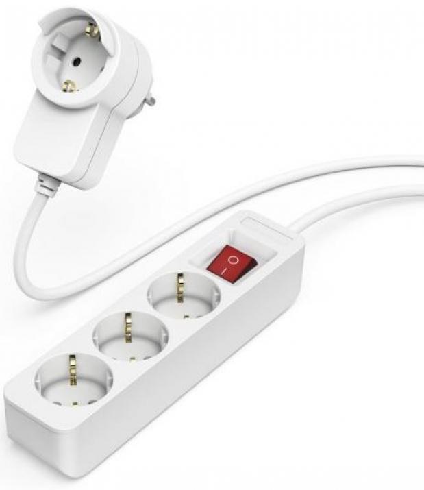 Разклонител HAMA 223081 Power strip, 3 + 1 гнезда, 1.4 м, Бял 1