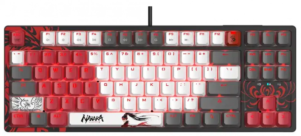 Геймърска механична клавиатура Bloody S87 Naraka, BLMS Red Plus ...