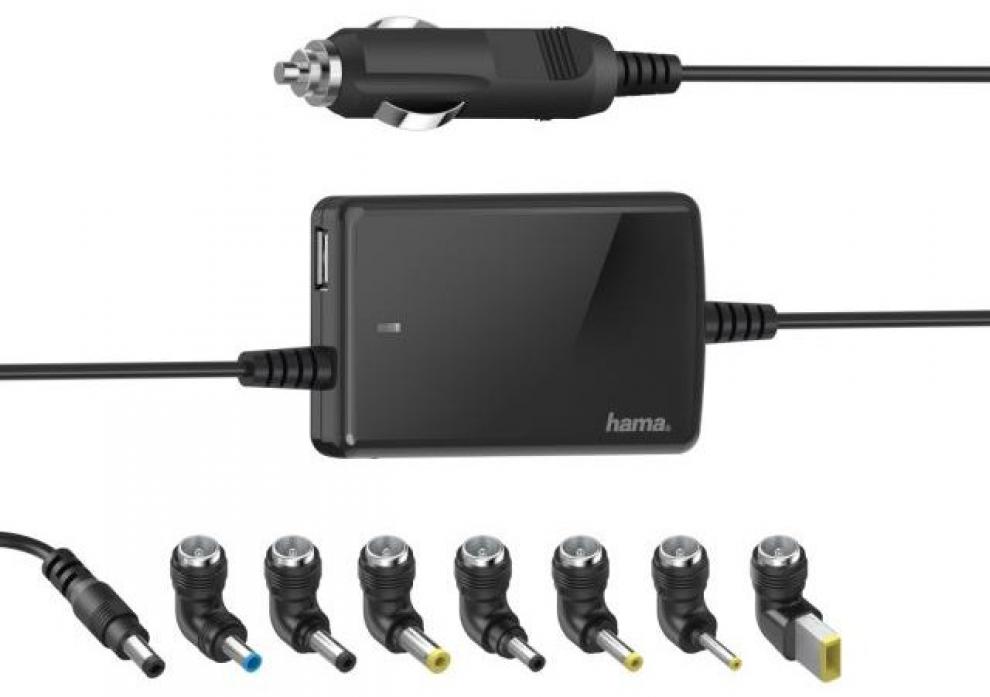 Универсално зарядно за лаптоп HAMA 200008, за автомобил, 12-15 V, 70W, Черно