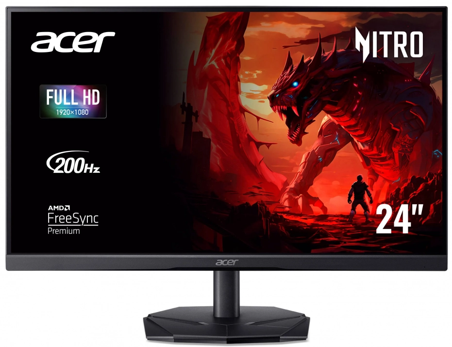 Геймърски монитор Acer Nitro KG241YX3bip, 23.8" VA FHD (1920 x 1080), 200Hz, 0.5ms, FreeSync, HDR10, Черен | UM.QX1EE.312 1