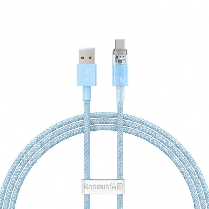 Кабел за зареждане Baseus Explorer, USB Type-A към USB Type-C, 100W, 2м, Син | CATS010503 1