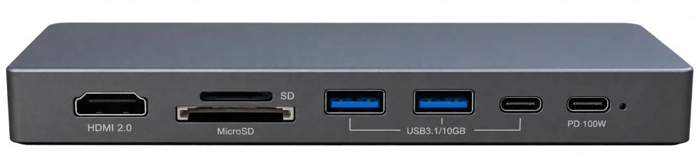 USB хъб BE HD702, 7-портов, USB-C 3.2 Gen 2, PD 100W, HDMI 4K/60Hz, SD/TF card, Сив 1
