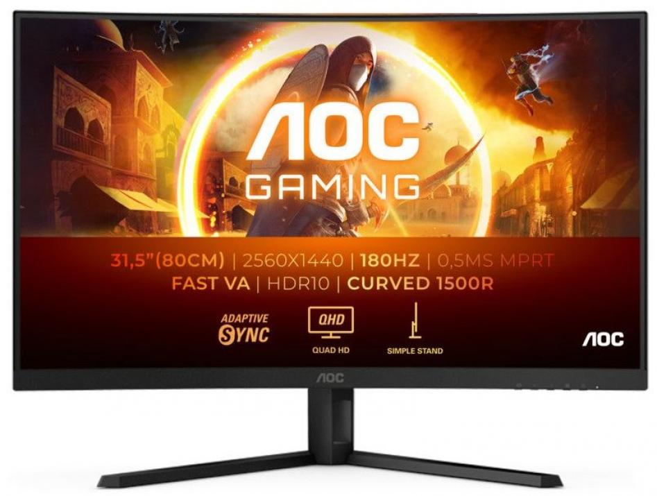 Геймърски монитор AOC CQ32G4VE, 31.5", Curved, VA, QHD (2560 x 1440), 180Hz, 0.5ms, Adaptive Sync, HDR 10, Черен 1
