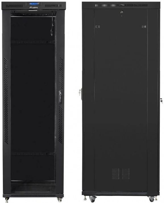 Комуникационен шкаф Lanberg 19" 47U (800x1000), Свободно стоящ, LCD панел, Черен | FF01-8047-12BL 1