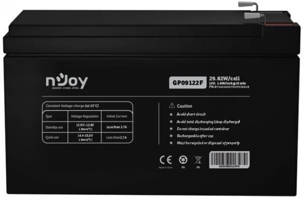 Батерия за UPS NJoy GP09122F, 12V 9Ah | BTVACIUOCTO2FCW01B 1