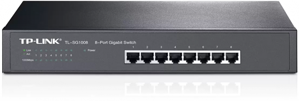Комутатор TP-Link TL-SG1008, 8 x 10/100/1000 Mbps RJ45 порта, неуправляем 1