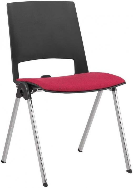 Посетителски стол RFG Sweet Chrome Black, Червен, 4 броя в комплект 1