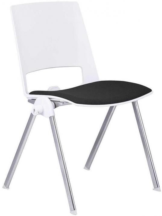 Посетителски стол RFG Sweet Chrome White, Черен, 4 броя в комплект