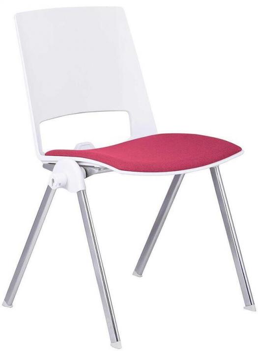 Посетителски стол RFG Sweet Chrome White, Червен, 4 броя в комплект