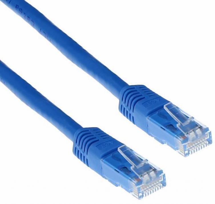 Мрежов пач кабел ACT U/UTP, CAT 6, RJ-45 - RJ-45, 5.0 m, Медни проводници, Син, Булк опаковка 1