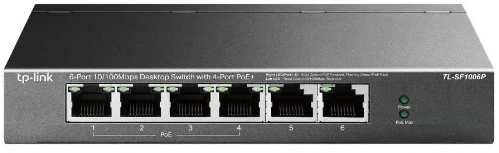 Суич TP-Link, 6-портов с 4 PoE порта | TL-SF1006P 1