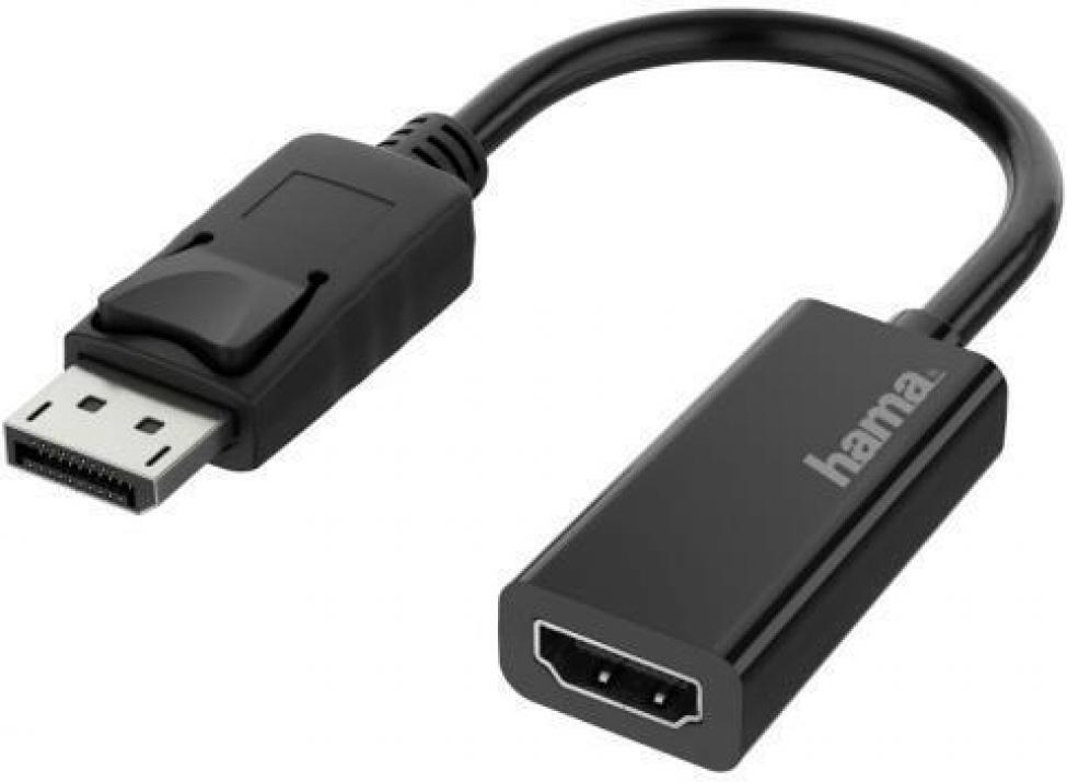 Адаптер Hama 200335, DisplayPort мъжко към HDMI женско, Черен 1
