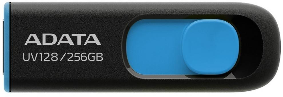 USB Флаш памет 256GB UV128 Adata, USB 3.2, Черен/Син | AUV128-256G-RBE 1