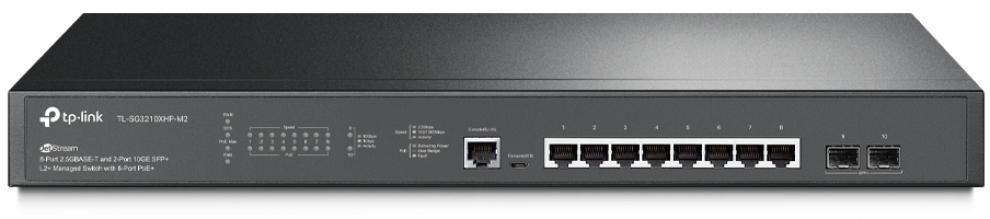 Суич TP-Link Jetstream, 8-портов 2.5 Gbps PoE+ с 2 SFP слота, L2 управляем | TL-SG3210XHP-M2 1