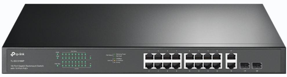 Суич TP-Link Jetstream, 16-портов с PoE, 2-SFP порта, неуправляем | TL-SG1218MP 1