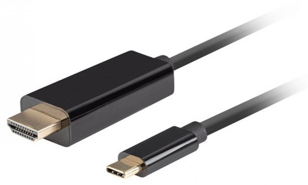 Кабел Lanberg USB-C (M) към HDMI(M) 2.0, 0.5 м, Черен | CA-CMHD-10CU-0005-BK 1