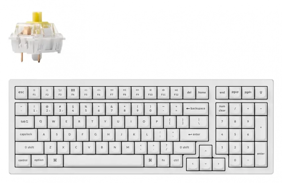Безжична геймърска механична клавиатура Keychron K4 Pro, QMK/VIA,  K Pro Banana Switch, Hot-Swappable, White backlight, Full-Size, Бяла | K4P-O4 1