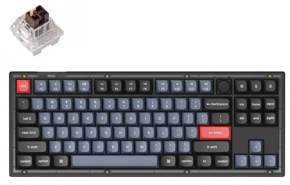 Геймърска механична клавиатура Keychron V3 TKL QMK, Knob, K Pro Brown ...