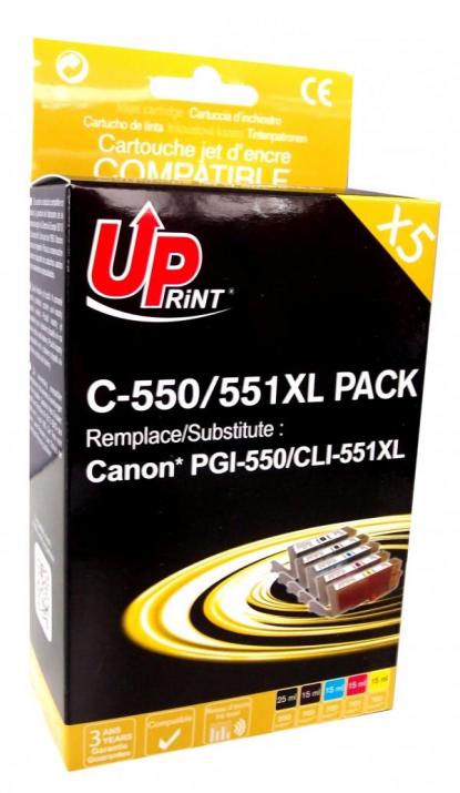 Комплект мастилници UPRINT - CANON PGI-550 + CLI-551BK/C/M/Y XL, 4 цвята