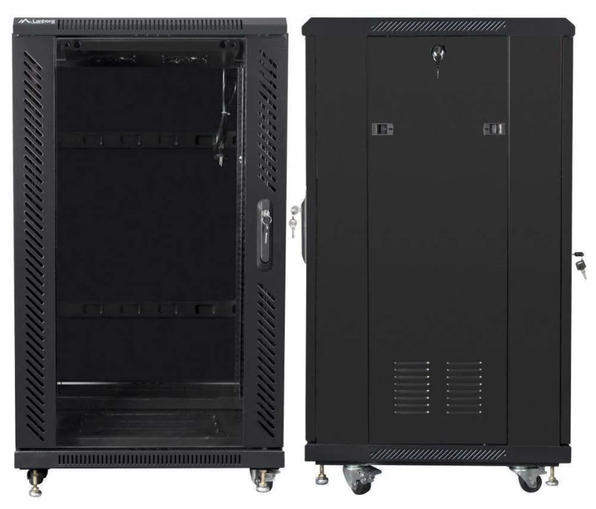 Комуникационен шкаф Lanberg 19" 22U (600x600), Свободно стоящ, Черен | FF01-6622-12B 1