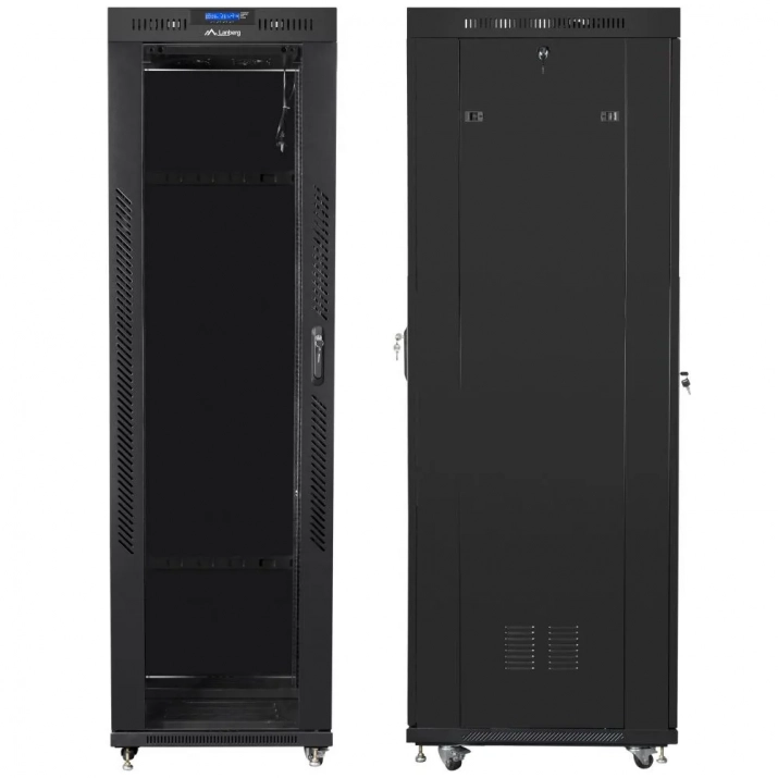 Комуникационен шкаф Lanberg 19" 42U (600x800), Свободно стоящ, LCD панел, Черен | FF01-6842-12BL 1