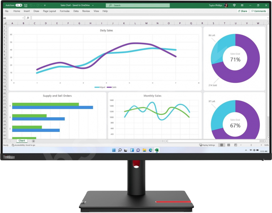 Lenovo ThinkVision T32h-30, 31.5" IPS, WQHD (2560 x 1440), Черен | 63D3GAT1EU 1