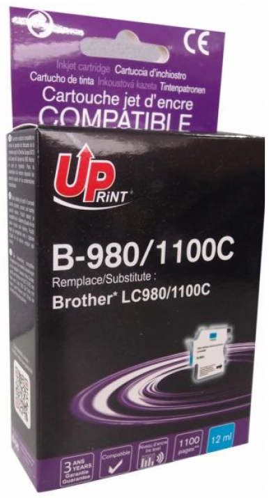 Съвместима мастилница UPRINT LC980/1100 BROTHER, Cyan