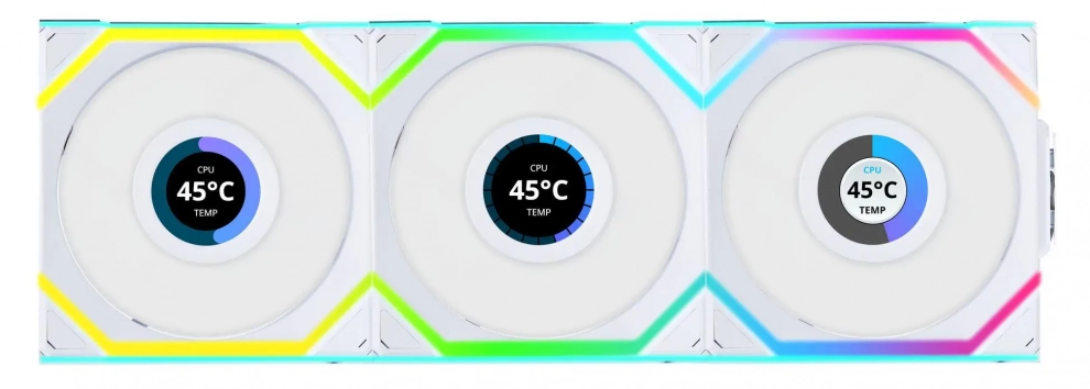 Комплект вентилатори Lian Li UNI SL Wireless LCD 120, ARGB, 3 х 120 mm, White | 12SLLCD1W3W 1